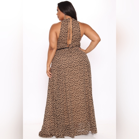 Halo Leopard Maxi Dress 1X - Picture 2 of 3